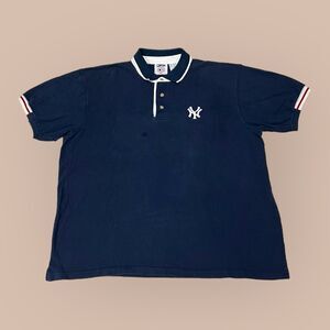 VTG 90s New York Yankees Polo Shirt Embroidered MLB Short Sleeve Navy Size XL